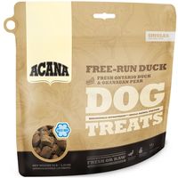 ACANA Free-Run Duck pamlsky obsahují pouze jeden zdroj lehce stravitelného proteinu živočišného původu a odměňují vašeho psa s ohledem na jeho přirozenou potřebu