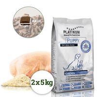 Platinum Natural Puppy Chicken je poloměkké krmivo vhodné pro štěňátka všech plemen. Granule obsahují 73% kuřecího maso, nebobtnají a neplavou. Krmivo Platinum je prevencí proti torzi žaludku.